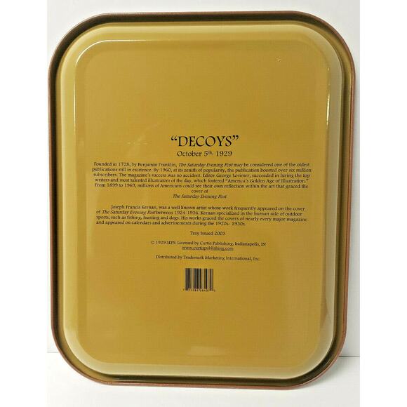 Vintage '97 The Saturday Evening Post "Decoys" 2003 Metal Tray 13.25" x 10.5" WH - Picture 2 of 2